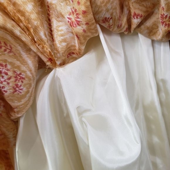 Vintage  B. Altman poof dress tulle layered yellow gold red floral square neck - Picture 14 of 16